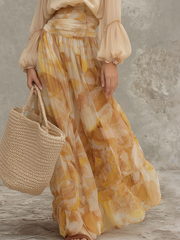 Printed High-Waist Maxi Skirt Set – Two-Piece