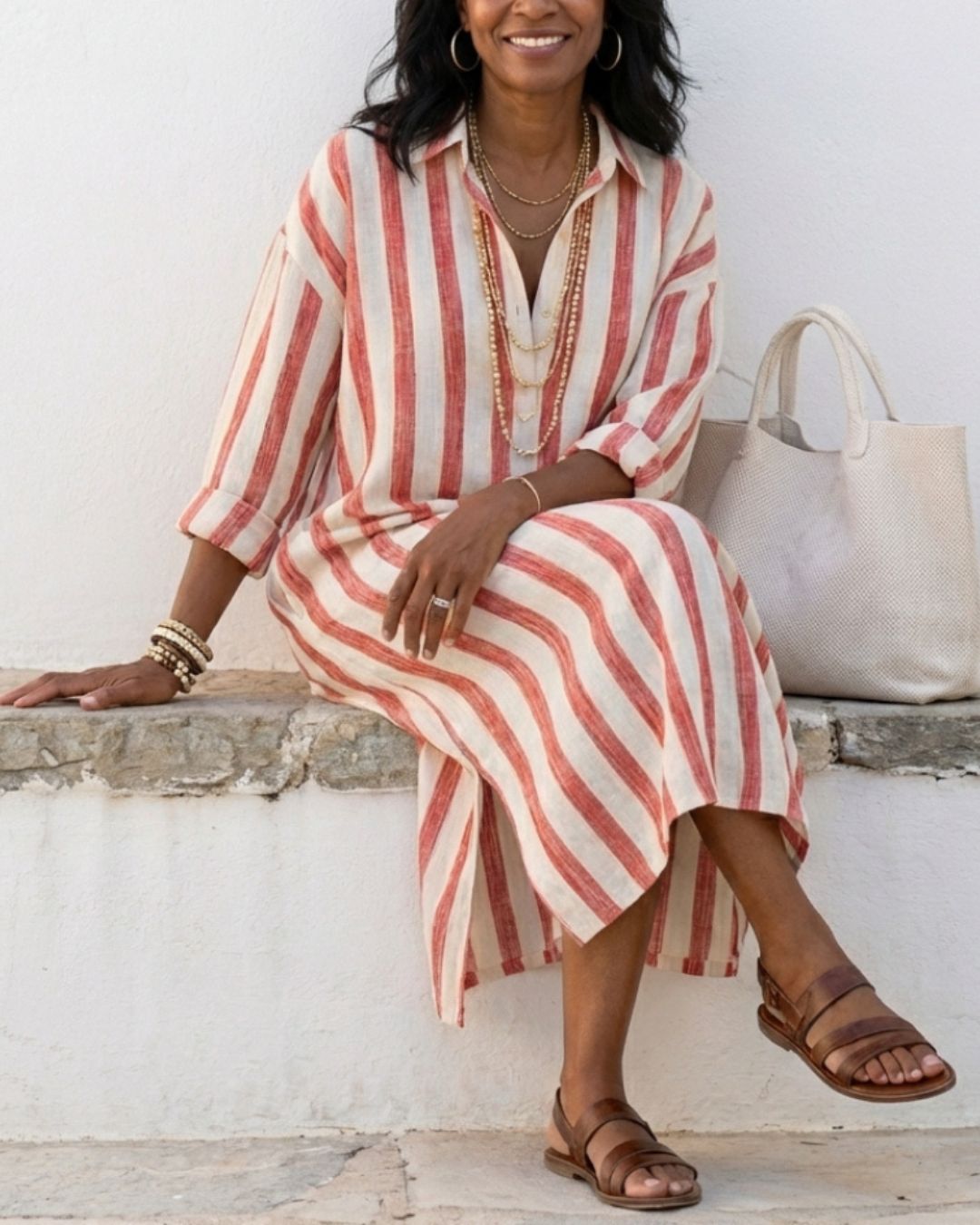 Striped Bohemian Maxi Dress – Casual Flowy Style