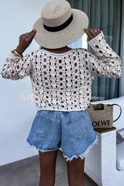 Hollow Out Long Sleeve Loose Cover-Up Top | Vacation Wear