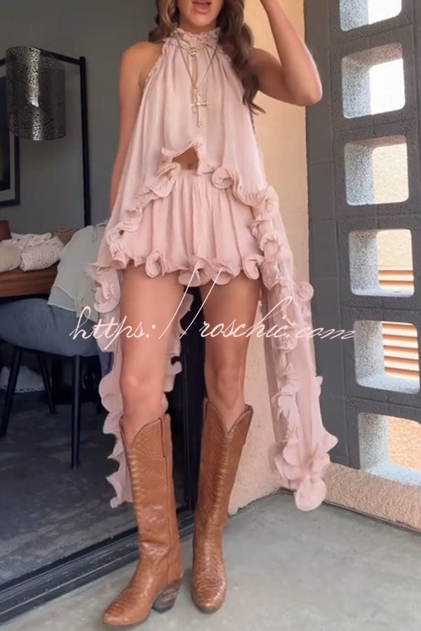 Chiffon Ruffle Shorts with Elastic Waist – Loose Fit