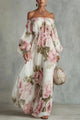 Floral Print Off-Shoulder Maxi Dress with Elastic Waist