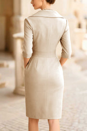 Women's Slim Fit Lapel Mini Dress – Office Wear