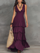 Plum Ruffle Tiered Sleeveless Maxi Dress
