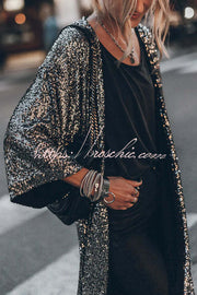 Kimono à manches cloche à sequins | Dissimulation de soirée disco