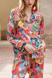 Cat Print Long Sleeve Two-Piece Set – Casual Lounge Outfit