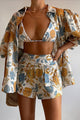 Floral Oversized Blouse, Cami Bra & Shorts 3-Piece Set