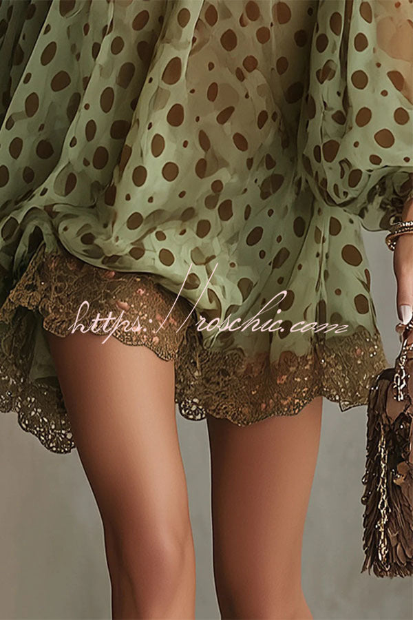 Polka Dot Sheer Off-the-Shoulder Mini Dress