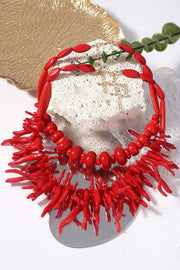 Bohemian Red Coral Necklace Set (2-Piece)