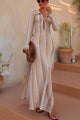 Vestido largo de punto con estampado de ondas de colores – Manga larga