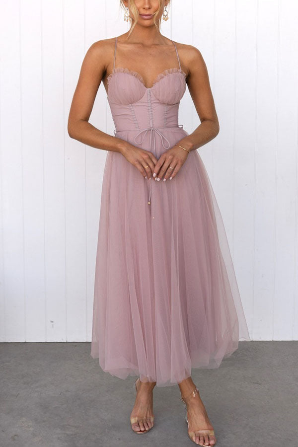 Robe longue sans manches en mousseline de soie pour fêtes et occasions spéciales