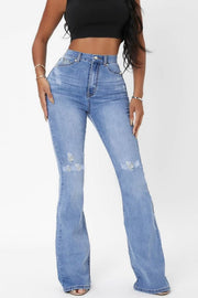 Ripped Stretch Denim Jeans with Pockets – Regular Fit