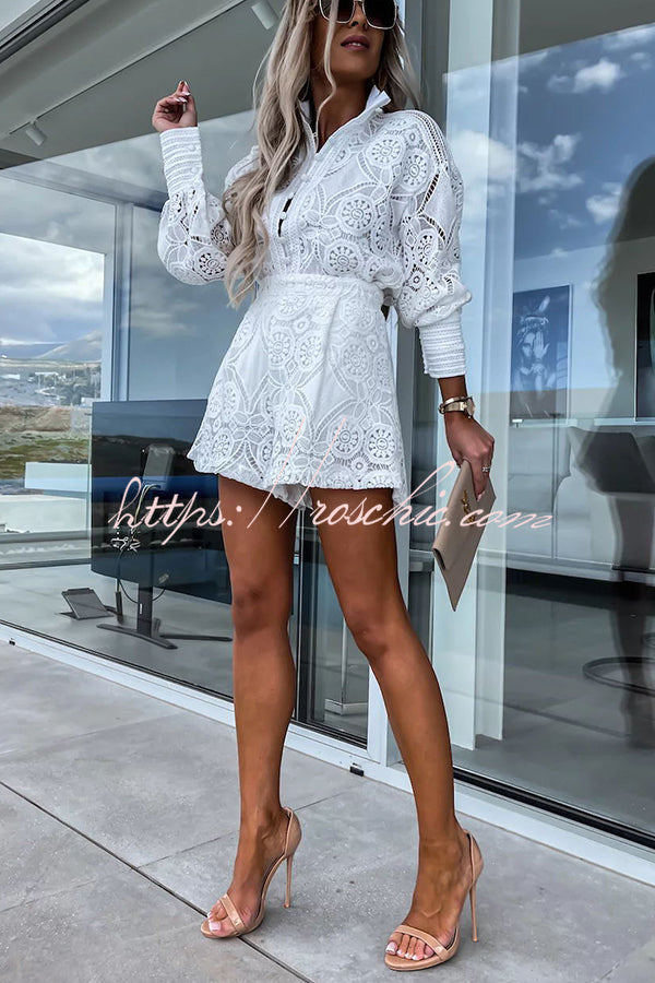 Crochet Lace Blouse and Shorts Set – Loose Fit Party Look