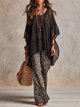 Sheer Oversized Top and Wide-Leg Pants Set