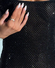 Sparkly Mesh Backless Bodycon Mini Dress