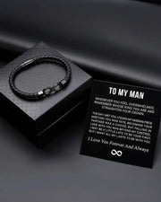 Men's Braided Leather Bracelet with Gift Box