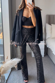 Sequin High-Rise Flare Pants – Sparkly Party Bottoms