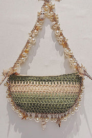 Pearl Conch Shell Half-Moon Bag with Chain Strap