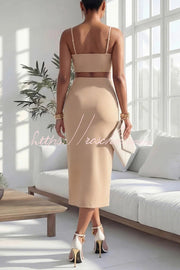Spaghetti Strap Crop Top & Asymmetrical Midi Skirt Set