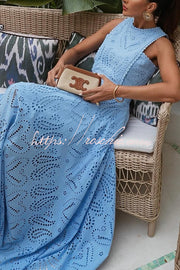 Embroidered Lace Crop Tank Top for Vacation & Party Wear