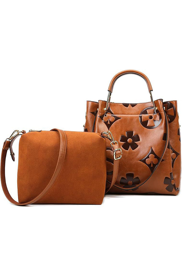 Large Capacity Embossed Shoulder Bag for Everyday Use