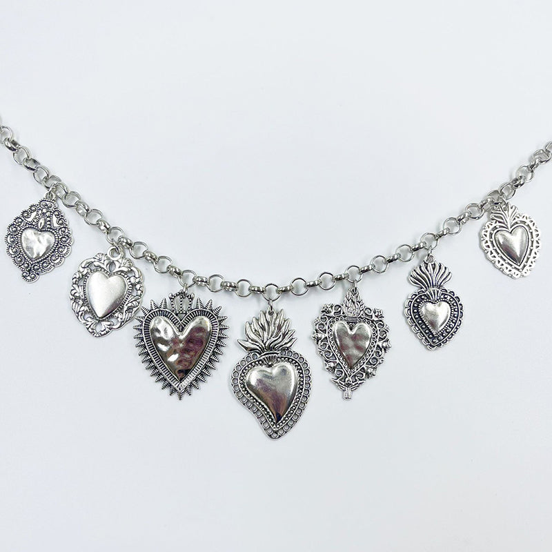 Sacred Heart Pendant Necklace in Silver