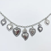 Sacred Heart Pendant Necklace in Silver