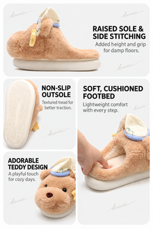 Duniii Plush Bear Face Slippers with Star Accents