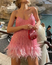 Candyfloss Feather Mini Dress