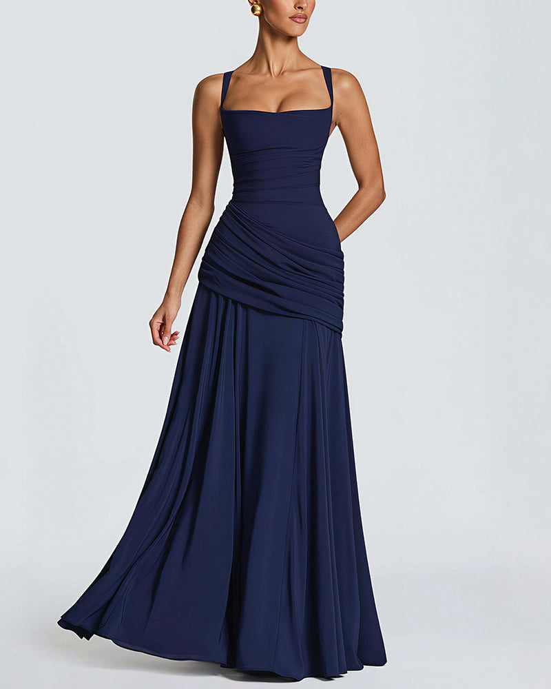 Elysian Ruched Maxi Slip Dress