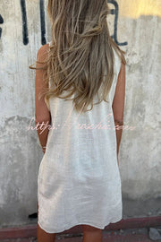 Sleeveless V-Neck Mini Dress with Pockets – Loose Casual Fit