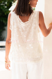 Sequin Sleeveless Vest Top | Loose Fit Round Neck