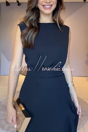 Chiffon Sleeveless Maxi Dress with Irregular Layered Hem