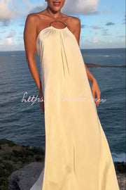 Metal Chain Halter Backless Maxi Dress – Vacation A-Line