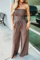 Off-Soulder wide-leg jumpsuit med lommer – løs pasform