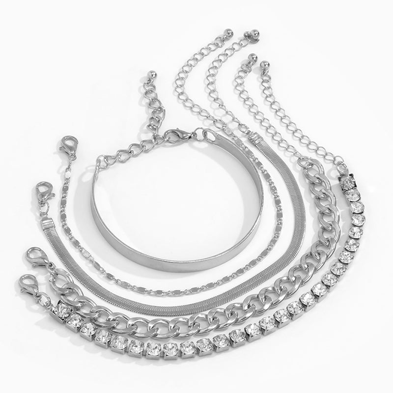 Ensemble de bracelets géométriques en strass personnalisés – Or et argent