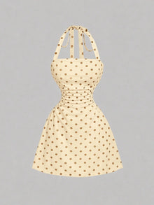 Duniii Ruched Halter A-Line Mini Dress