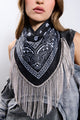 Retro Diamond Tassel Square Scarf – Polyester Accessory