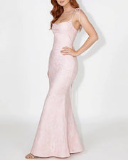 Lace Mermaid Tie-Strap Backless Maxi Dress
