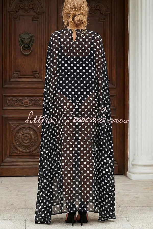 Mesh See-Through Maxi Cover-Up Shawl Cape