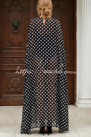 Mesh See-Through Maxi Cover-Up Shawl Cape
