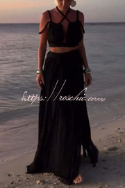 Draped Braids Crop Tank & Wrap Maxi Skirt Set