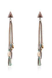 Retro Tassel Shell Leaf Drop Earrings with Long Fringe