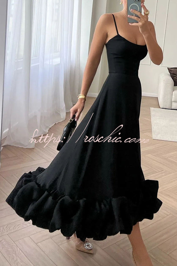Flounce Bustier Midi Dress for Parties & Banquets