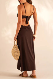 Metal Shell Strap Bikini & Cover-Up Dress Three-Piece Set