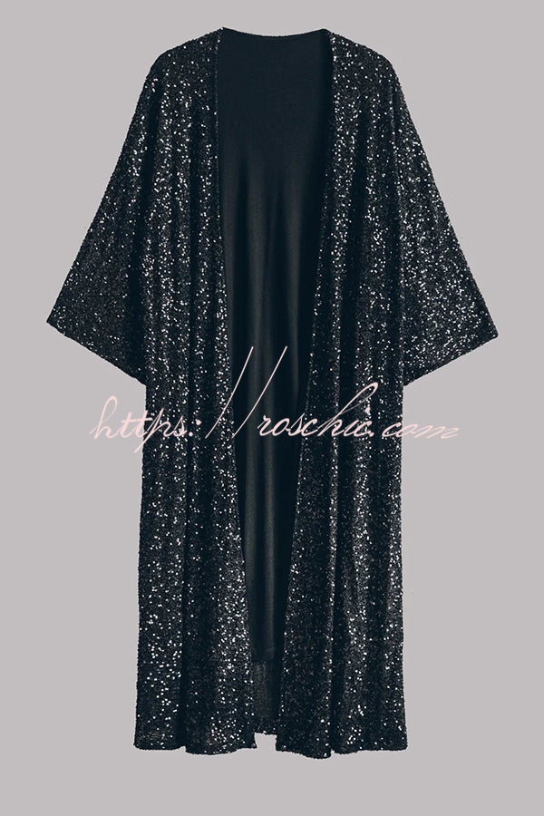 Kimono à manches cloche à sequins | Dissimulation de soirée disco