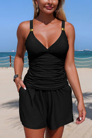 V-Neck Two-Piece Swimsuit with Pocket, Slim Fit