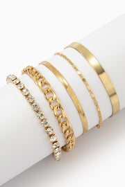 Ensemble de bracelets géométriques en strass personnalisés – Or et argent