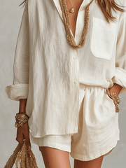 Linen Oversized Shirt and Shorts Set | Bohemian Style