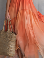 Ombre Chiffon Halter Maxi Dress | Flowy Boho Sleeveless