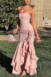 Off-Shoulder Sleeveless Slim Fit Maxi Dress